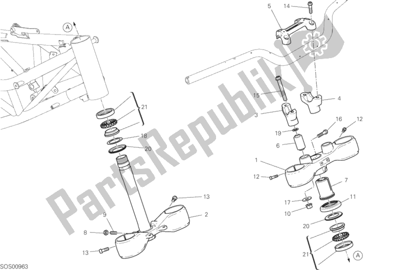 All parts for the Steering Assembly of the Ducati Hypermotard 950 Thailand 2020